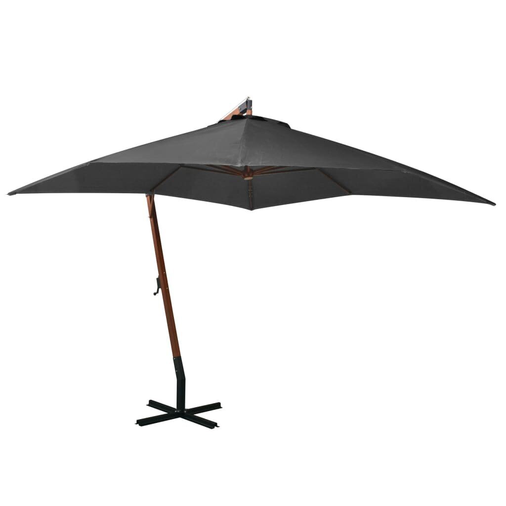 vidaXL Riippuva päivänvarjo tangolla antrasiitti 3x3 m täysi kuusi hinta ja tiedot | Aurinkovarjot ja markiisit | hobbyhall.fi