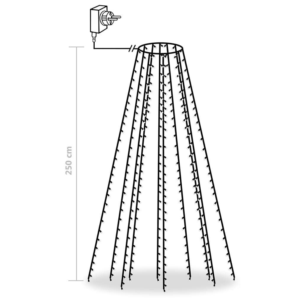 vidaXL Joulukuusen valoverkko 250 LED-valoa kylmä valkoinen 250 cm hinta ja tiedot | Jouluvalot | hobbyhall.fi