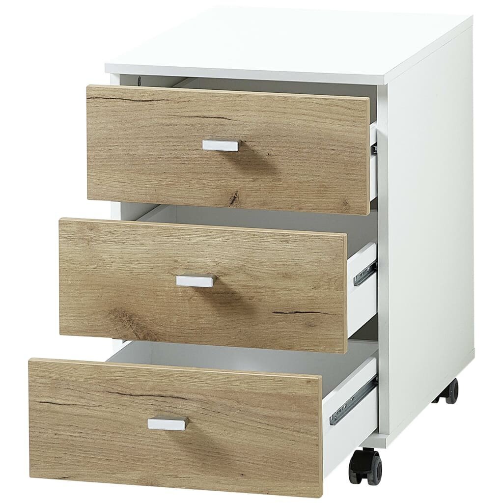 426459 Germania Rolling Filing Cabinet "Altino" 40x48,9x56,9 cm Navarra-oak and White hinta ja tiedot | Kaapit | hobbyhall.fi