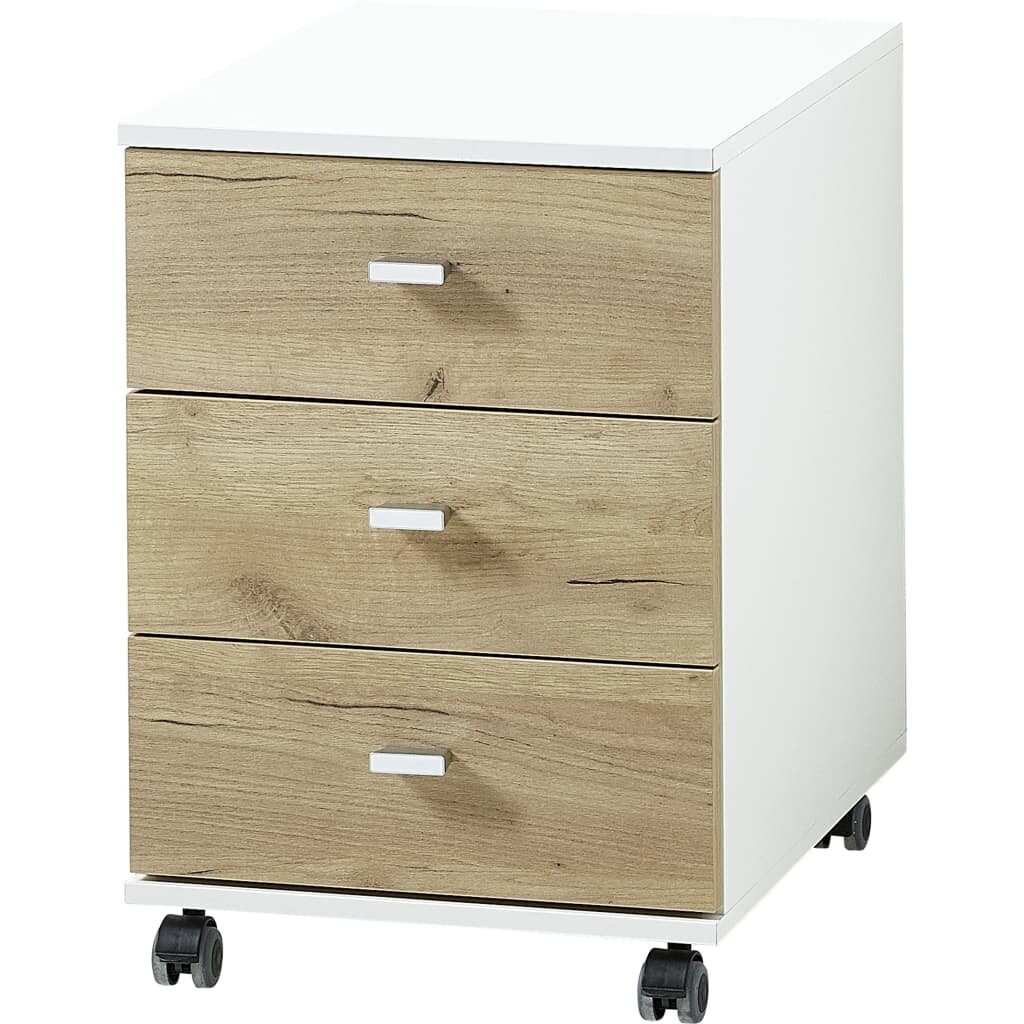 426459 Germania Rolling Filing Cabinet "Altino" 40x48,9x56,9 cm Navarra-oak and White hinta ja tiedot | Kaapit | hobbyhall.fi