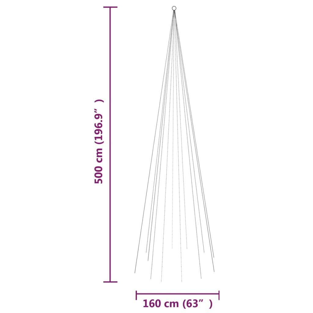 vidaXL Joulukuusi lipputankoon 732 sinistä LED-valoa 500 cm hinta ja tiedot | Jouluvalot | hobbyhall.fi