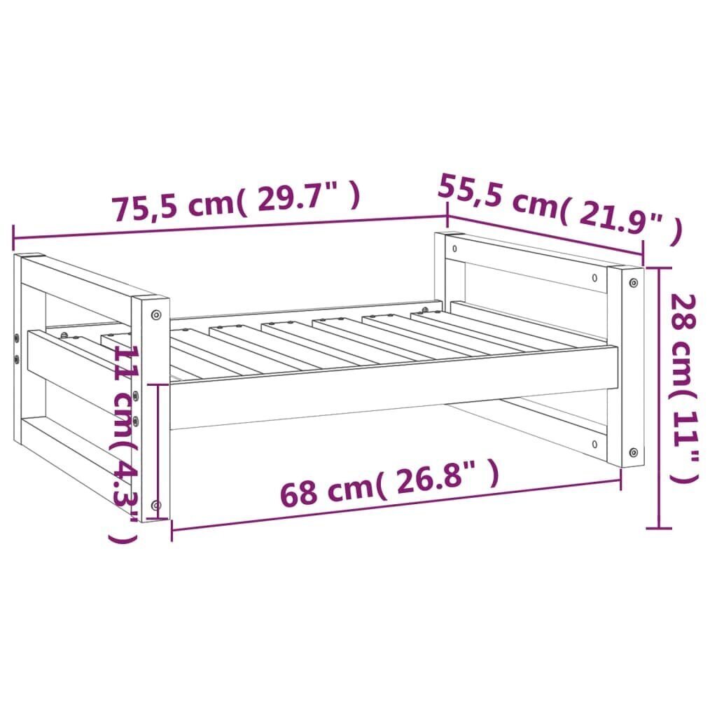 vidaXL Koiransänky hunajanruskea 75,5x55,5x28 cm täysi mänty hinta ja tiedot | Pedit ja pesät | hobbyhall.fi