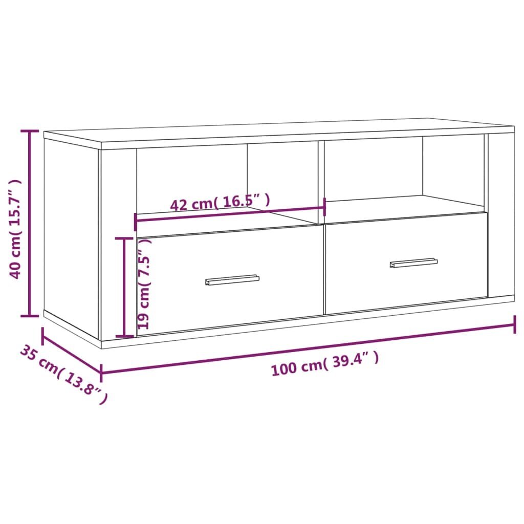 vidaXL TV-taso harmaa Sonoma 100x35x40 cm tekninen puu hinta ja tiedot | TV-tasot | hobbyhall.fi