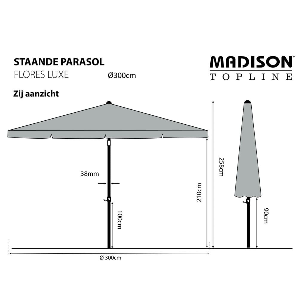 Madison Päivänvarjo Flores Luxe 300 cm pyöreä tiilenpunainen hinta ja tiedot | Aurinkovarjot ja markiisit | hobbyhall.fi