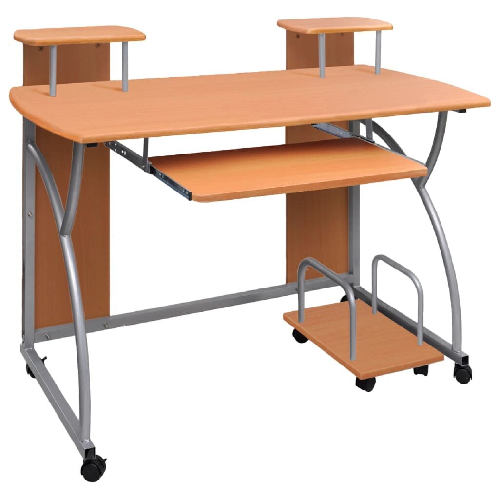 vidaXL Tietokonepöytä ruskea 110x52x88,5 cm tekninen puu hinta ja tiedot | Tietokonepöydät ja työpöydät | hobbyhall.fi