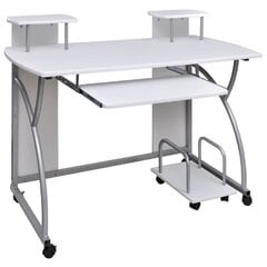 vidaXL Tietokonepöytä valkoinen 110x52x88,5 cm tekninen puu hinta ja tiedot | Tietokonepöydät ja työpöydät | hobbyhall.fi