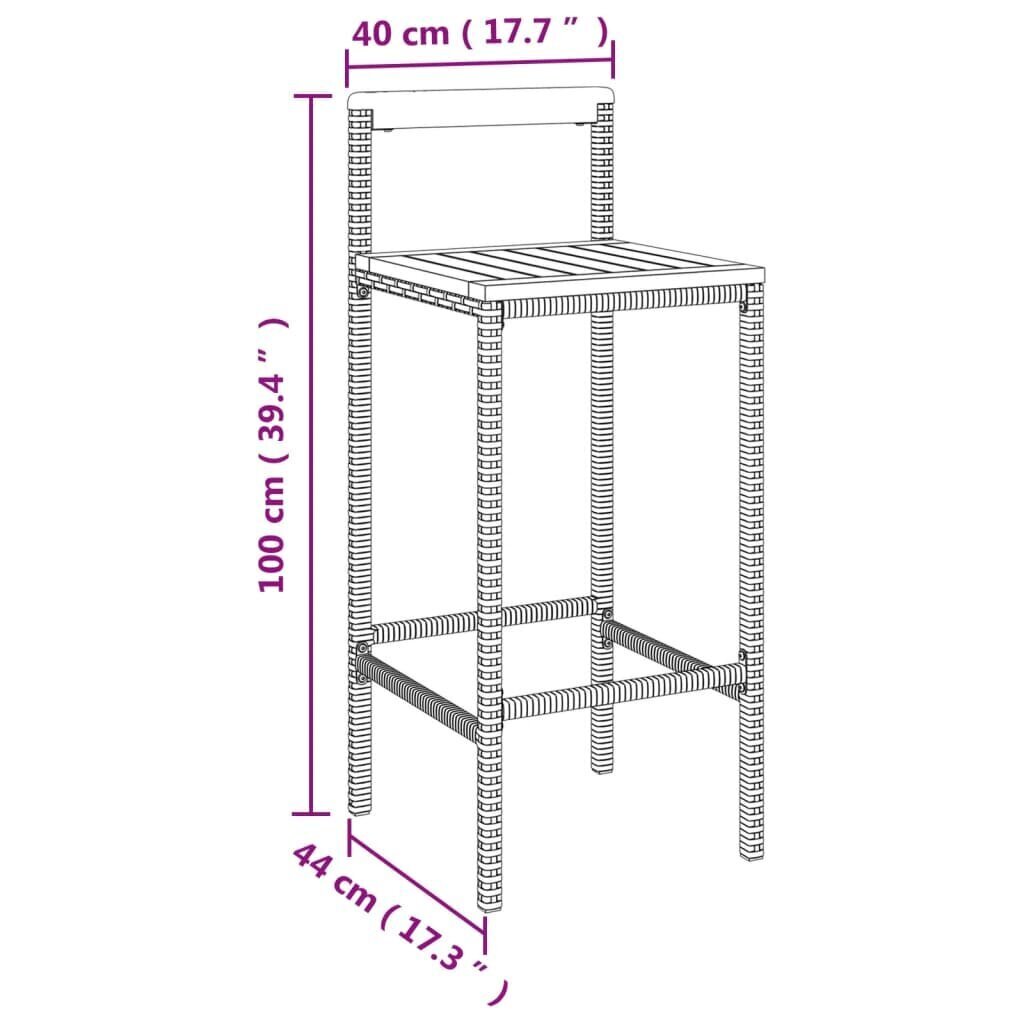 vidaXL 7-osainen Ulkobaarisarja musta polyrottinki/täysi akasiapuu hinta ja tiedot | Puutarhakalusteet | hobbyhall.fi