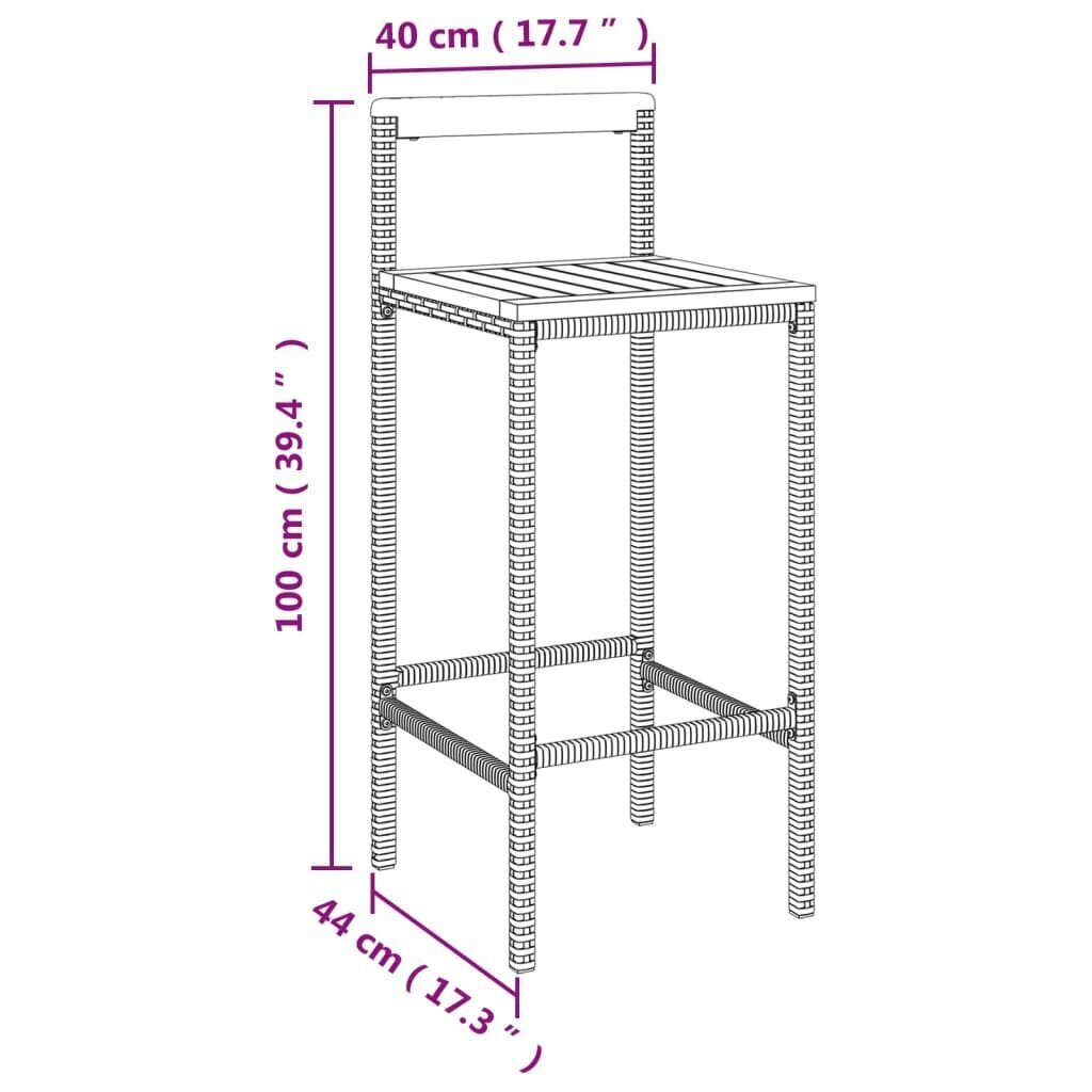 vidaXL 9-osainen Ulkobaarisarja harmaa polyrottinki/täysi akasiapuu hinta ja tiedot | Puutarhakalusteet | hobbyhall.fi