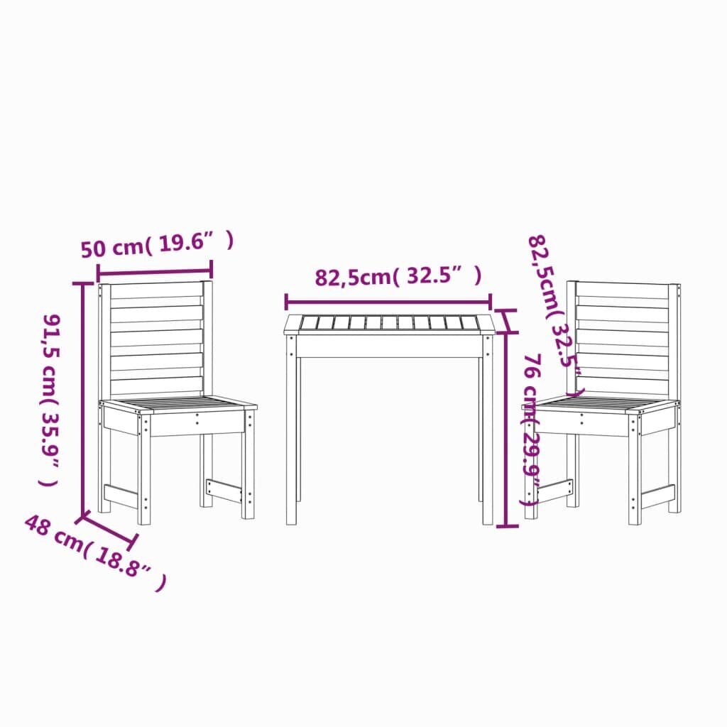 vidaXL 3-osainen puutarhakalustesetti ulos musta täysi mänty hinta ja tiedot | Puutarhakalusteet | hobbyhall.fi