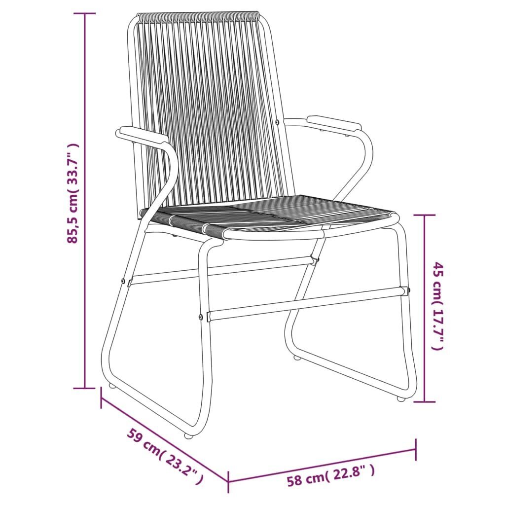 vidaXL Puutarhatuolit 4 kpl musta 58x59x85,5 cm PVC rottinki hinta ja tiedot | Puutarhatuolit | hobbyhall.fi