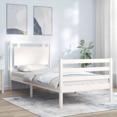vidaXL Sängynrunko päädyllä valkoinen 90x200 cm täysi puu hinta ja tiedot | Sängyt | hobbyhall.fi