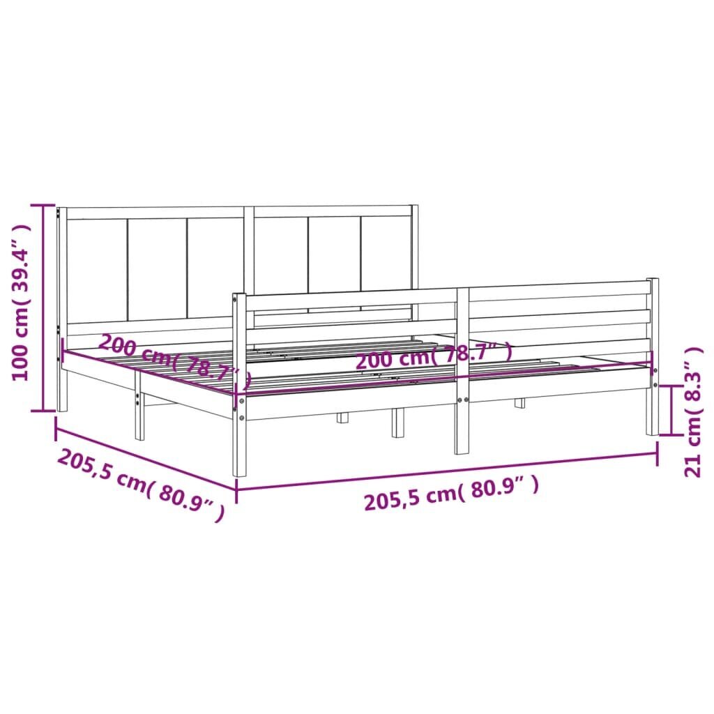 vidaXL Sängynrunko päädyllä hunajanruskea 200x200 cm täysi puu hinta ja tiedot | Sängyt | hobbyhall.fi