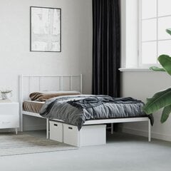 vidaXL Metallinen sängynrunko päädyllä valkoinen 90x200 cm hinta ja tiedot | Sängyt | hobbyhall.fi