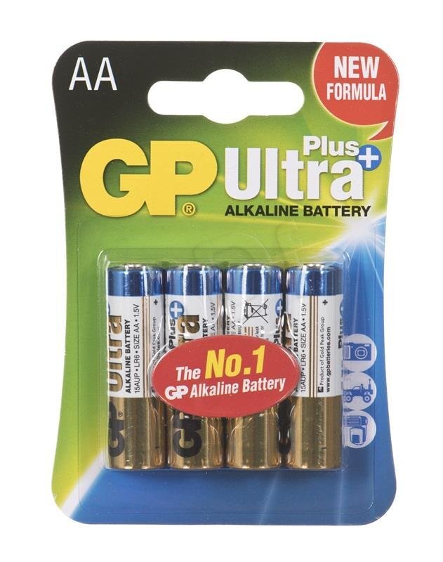 Alcaline battery GP Batteries 15AUP-U4 AA | LR6 | 1.5V | ULTRA+ ALKALINE | blist hinta ja tiedot | Kameran akut | hobbyhall.fi