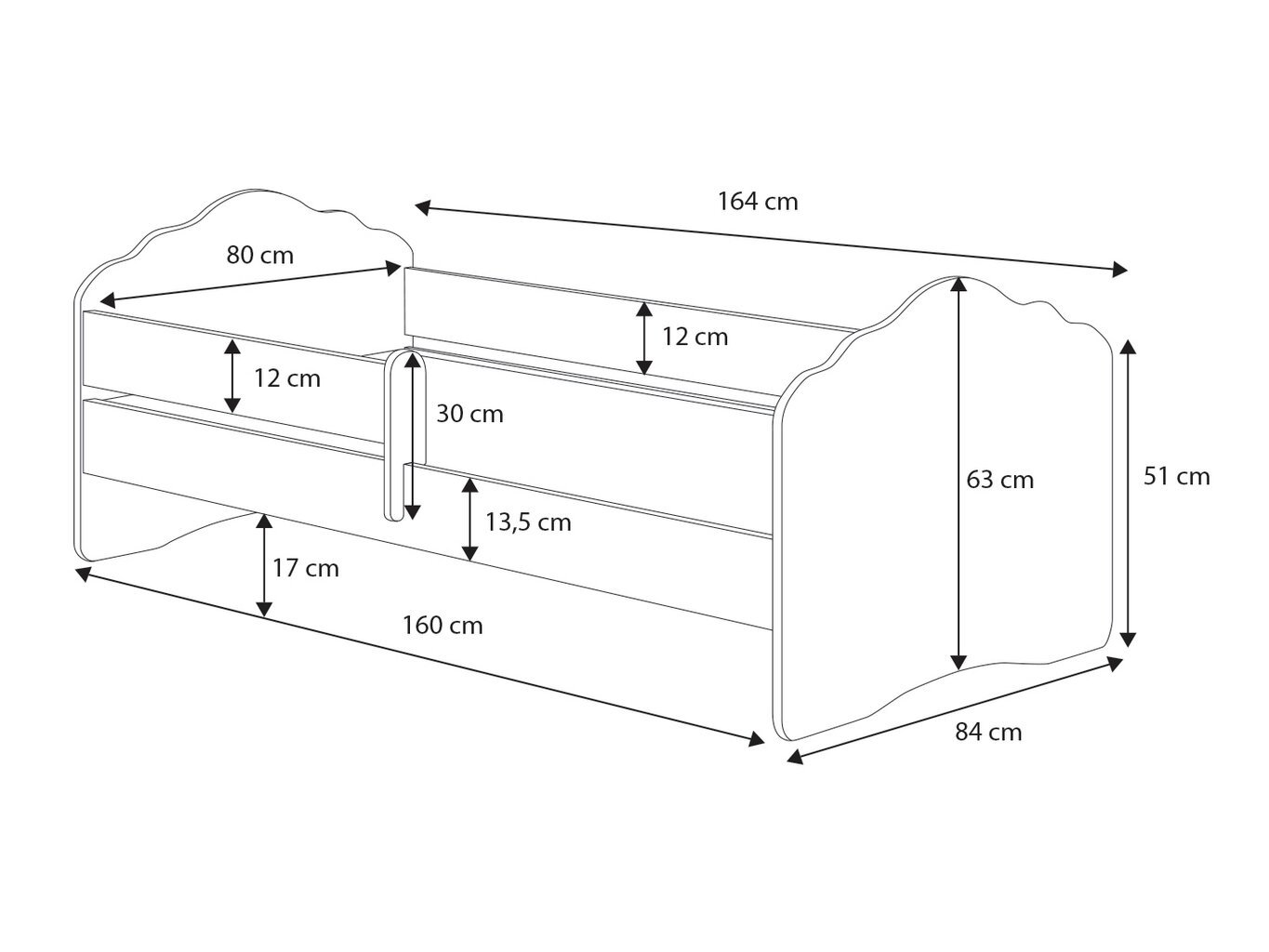 Lasten sänky ADRK Furniture Casimo Blue Bear, 160x80cm hinta ja tiedot | Lastensängyt | hobbyhall.fi