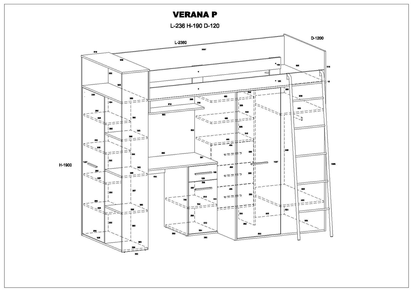 Kerrossänky Meblocross Verana P, 200x90 cm, tammi/violetti hinta ja tiedot | Lastensängyt | hobbyhall.fi