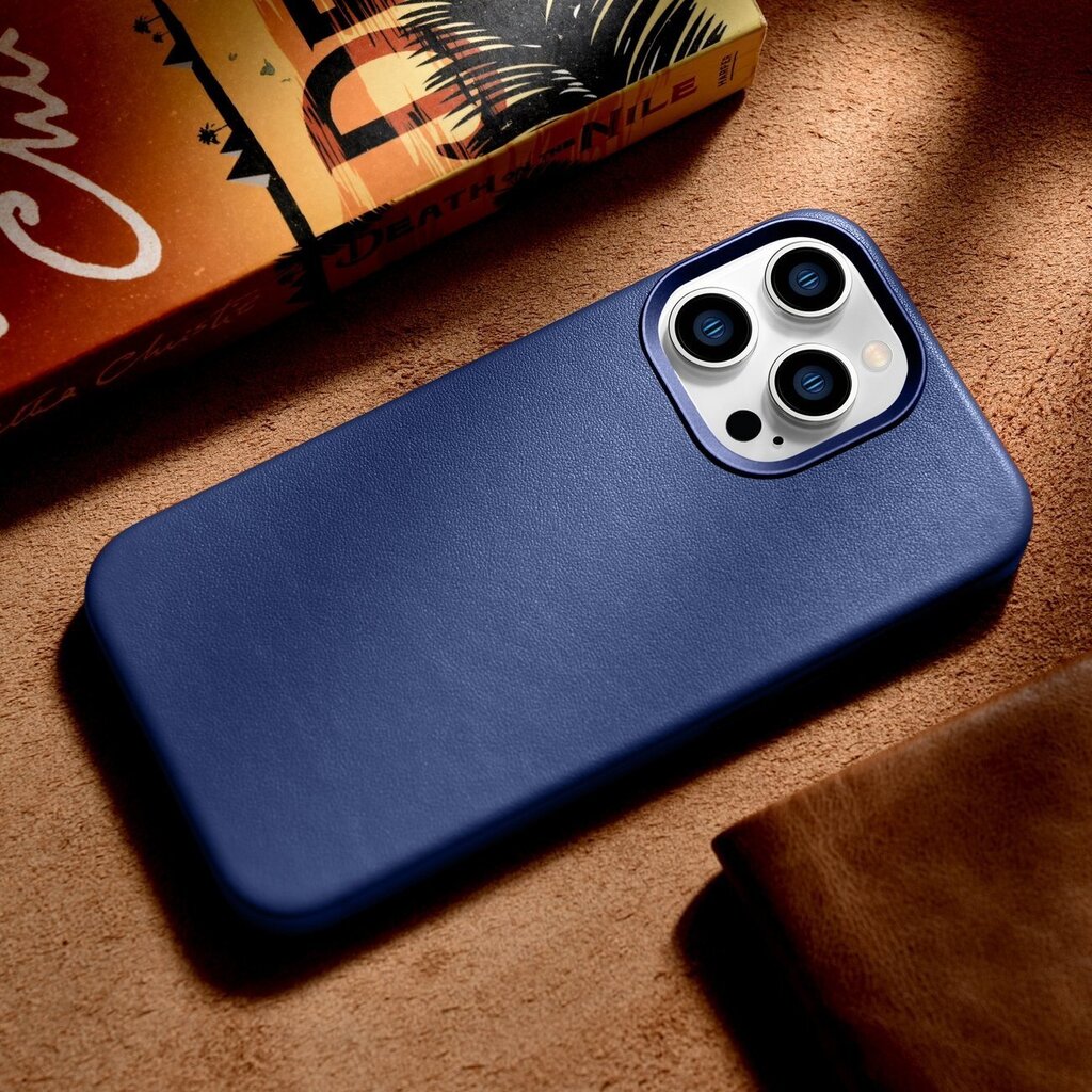 iCarer Leather iPhone 14 Pro Max Blue (WMI14220708-BU) (MagSafe Compatible) hinta ja tiedot | Puhelimen kuoret ja kotelot | hobbyhall.fi