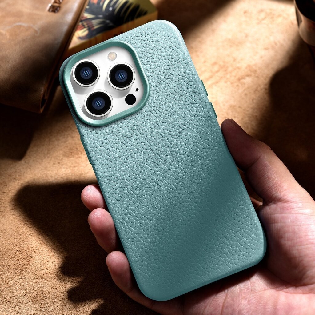 iCarer Litchi Leather iPhone 14 Pro Magnetic MagSafe Green (WMI14220710-GN) hinta ja tiedot | Puhelimen kuoret ja kotelot | hobbyhall.fi