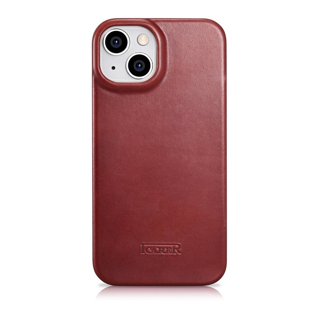 iCarer Leather iPhone 14 Flip Magnetic MagSafe Red (AKI14220705-RD) hinta ja tiedot | Puhelimen kuoret ja kotelot | hobbyhall.fi