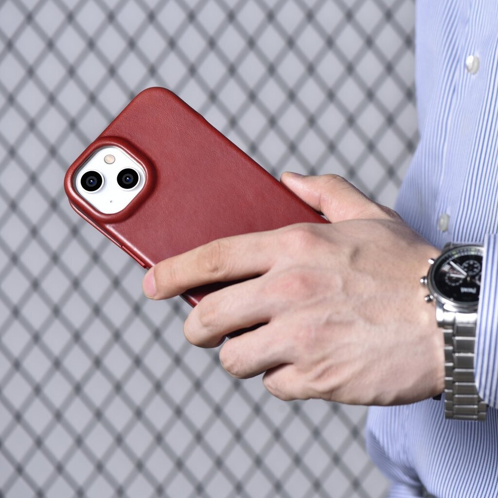 iCarer Leather iPhone 14 Flip Magnetic MagSafe Red (AKI14220705-RD) hinta ja tiedot | Puhelimen kuoret ja kotelot | hobbyhall.fi