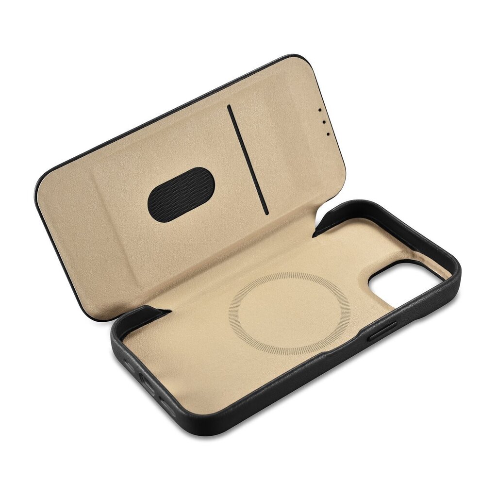 iCarer Leather iPhone 14 Flip Magnetic MagSafe Black (WMI14220713-BK) hinta ja tiedot | Puhelimen kuoret ja kotelot | hobbyhall.fi