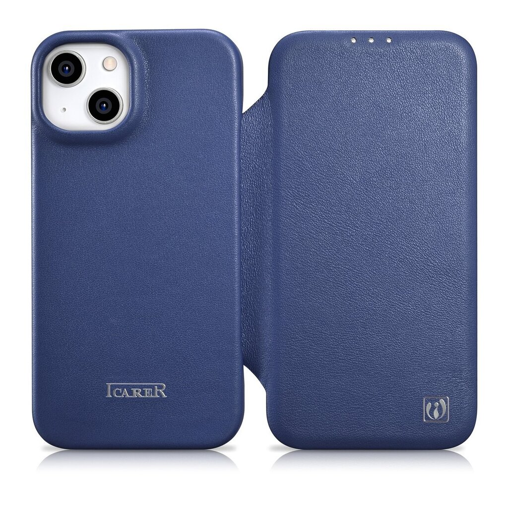 iCarer Leather iPhone 14 Flip Magnetic MagSafe Blue (WMI14220713-BU) hinta ja tiedot | Puhelimen kuoret ja kotelot | hobbyhall.fi