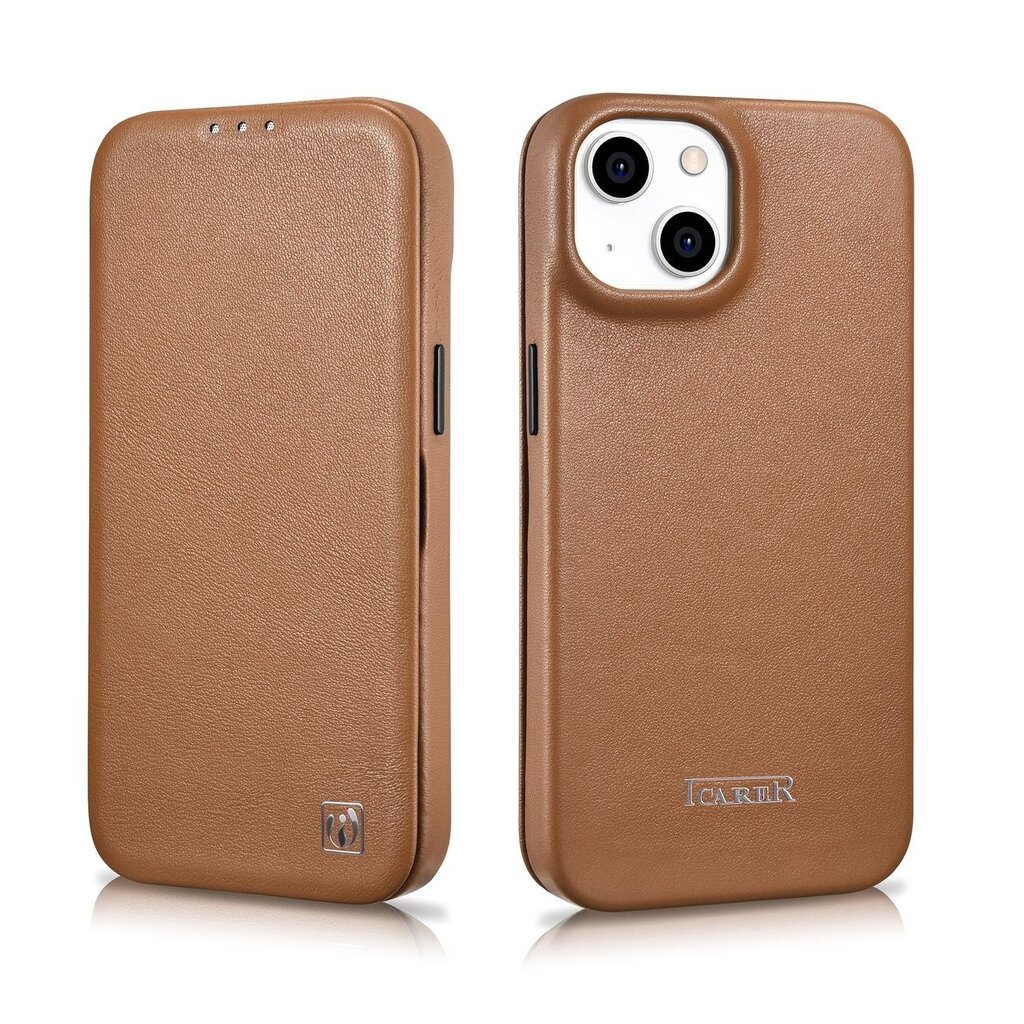 iCarer Leather iPhone 14 Plus Flip Magnetic MagSafe Brown (WMI14220715-BN) hinta ja tiedot | Puhelimen kuoret ja kotelot | hobbyhall.fi