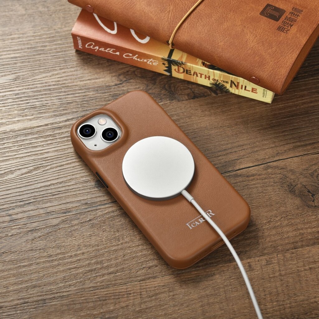 iCarer Leather iPhone 14 Plus Flip Magnetic MagSafe Brown (WMI14220715-BN) hinta ja tiedot | Puhelimen kuoret ja kotelot | hobbyhall.fi