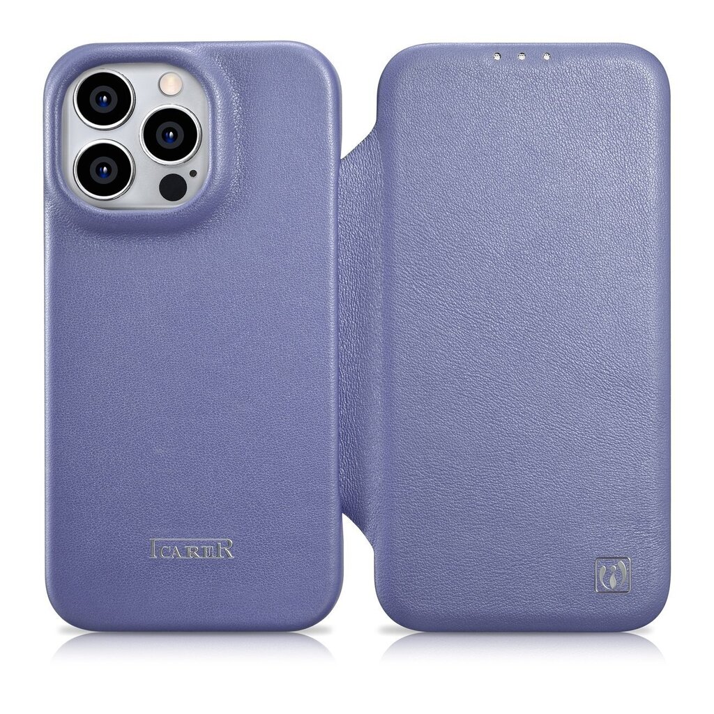 iCarer Leather iPhone 14 Pro Max Flip Magnetic MagSafe Light Purple (WMI14220716-LP) hinta ja tiedot | Puhelimen kuoret ja kotelot | hobbyhall.fi