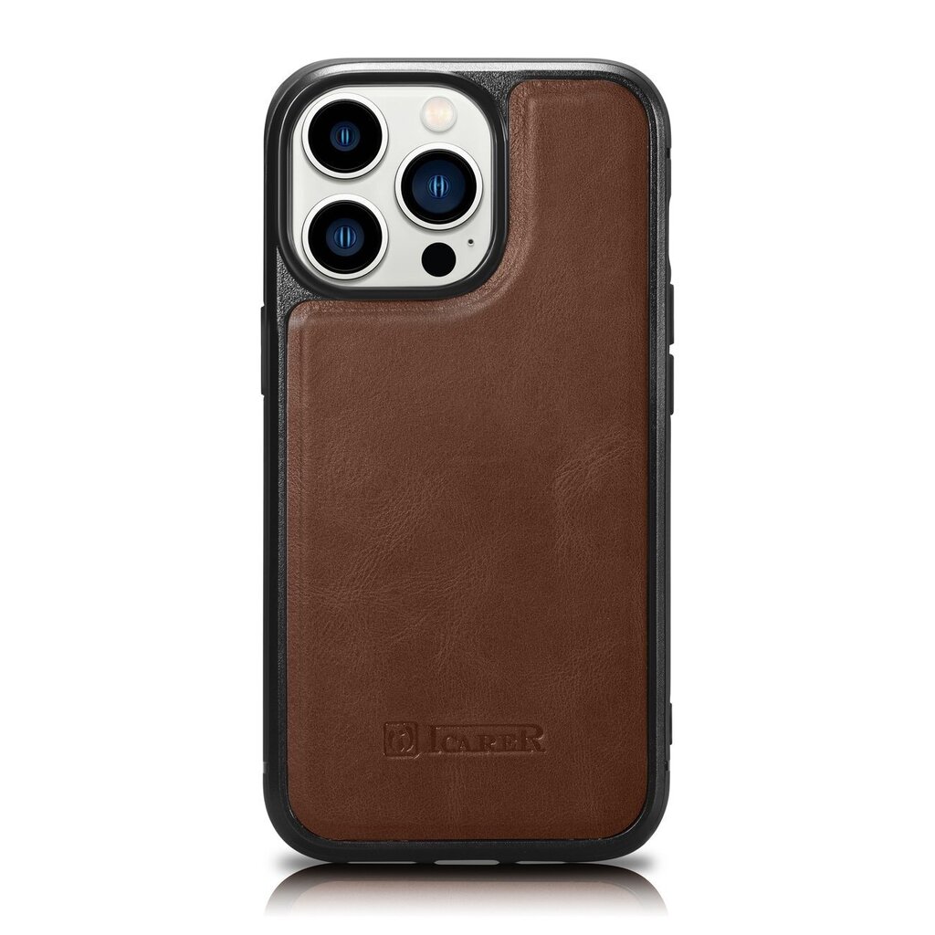 iCarer Leather iPhone 14 Pro (MagSafe compatible) brown (WMI14220718-BN) hinta ja tiedot | Puhelimen kuoret ja kotelot | hobbyhall.fi