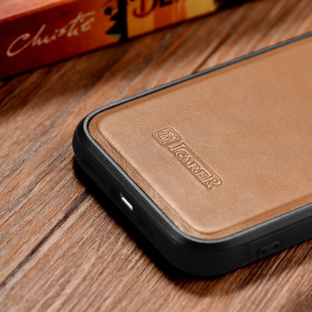 iCarer Leather iPhone 14 Plus (MagSafe compatible) brown (WMI14220719-TN) hinta ja tiedot | Puhelimen kuoret ja kotelot | hobbyhall.fi