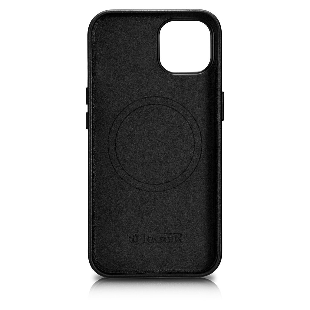 iCarer Leather iPhone 14 Plus black (MagSafe compatible) hinta ja tiedot | Puhelimen kuoret ja kotelot | hobbyhall.fi