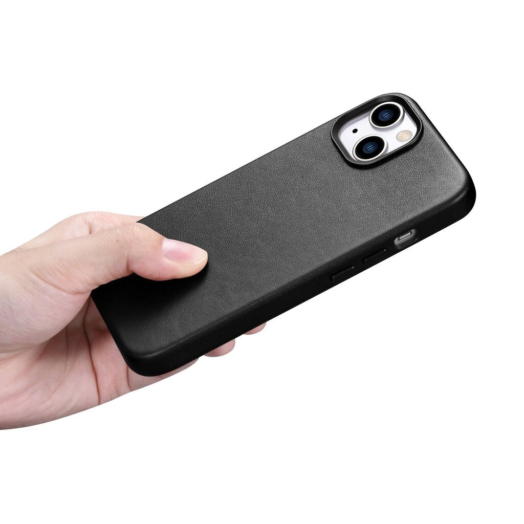 iCarer Leather iPhone 14 Plus black (MagSafe compatible) hinta ja tiedot | Puhelimen kuoret ja kotelot | hobbyhall.fi