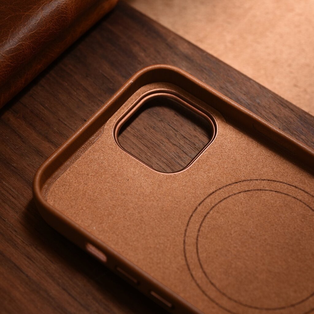 iCarer Leather iPhone 14 Plus brown (MagSafe compatible) hinta ja tiedot | Puhelimen kuoret ja kotelot | hobbyhall.fi