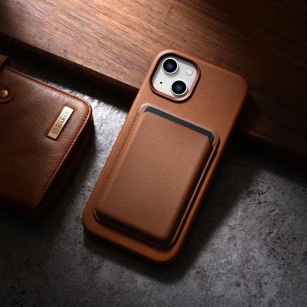 iCarer Leather iPhone 14 Plus brown (MagSafe compatible) hinta ja tiedot | Puhelimen kuoret ja kotelot | hobbyhall.fi