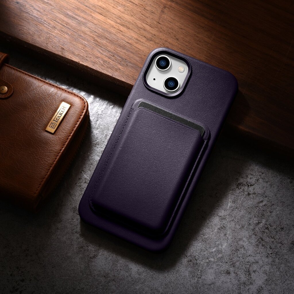 iCarer Leather iPhone 14 Plus dark purple (MagSafe compatible) hinta ja tiedot | Puhelimen kuoret ja kotelot | hobbyhall.fi