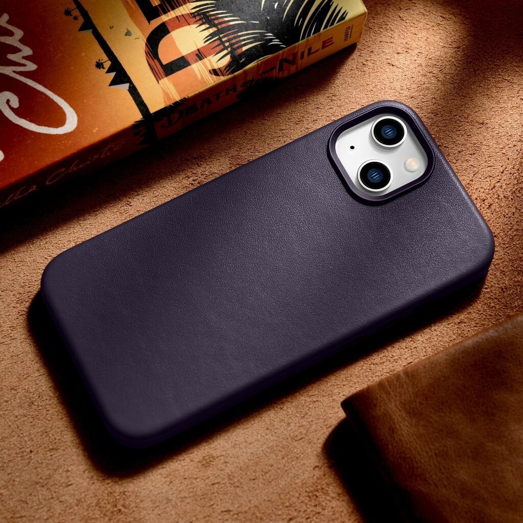 iCarer Leather iPhone 14 Plus dark purple (MagSafe compatible) hinta ja tiedot | Puhelimen kuoret ja kotelot | hobbyhall.fi