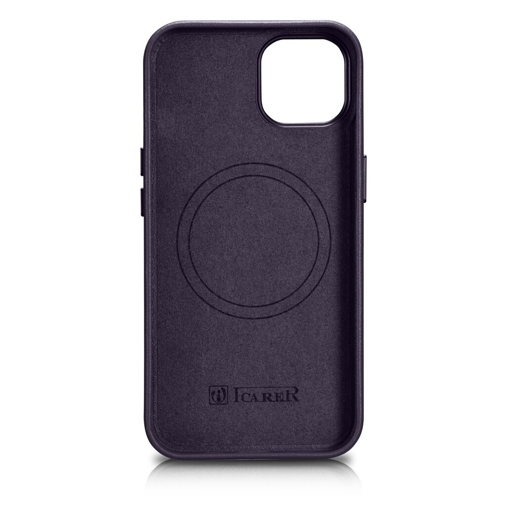 iCarer Leather iPhone 14 Plus dark purple (MagSafe compatible) hinta ja tiedot | Puhelimen kuoret ja kotelot | hobbyhall.fi