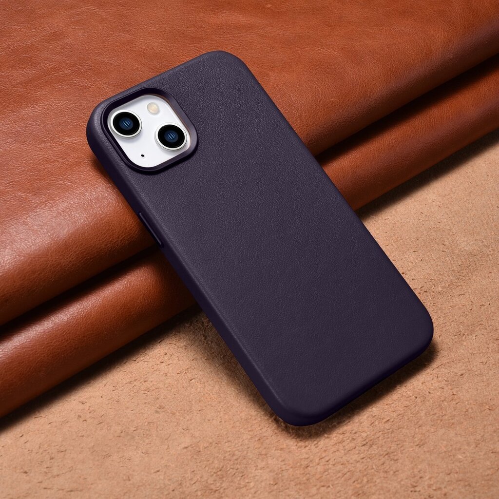 iCarer Leather iPhone 14 Plus dark purple (MagSafe compatible) hinta ja tiedot | Puhelimen kuoret ja kotelot | hobbyhall.fi