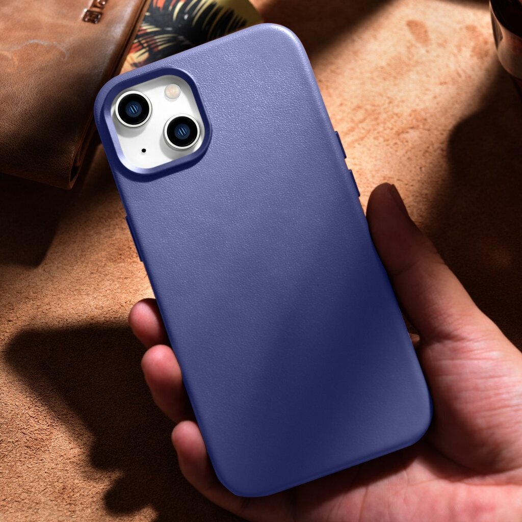 iCarer Leather iPhone 14 Plus light purple (MagSafe compatible) hinta ja tiedot | Puhelimen kuoret ja kotelot | hobbyhall.fi