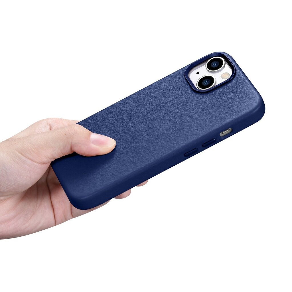 iCarer Leather iPhone 14 Plus blue (MagSafe compatible) hinta ja tiedot | Puhelimen kuoret ja kotelot | hobbyhall.fi