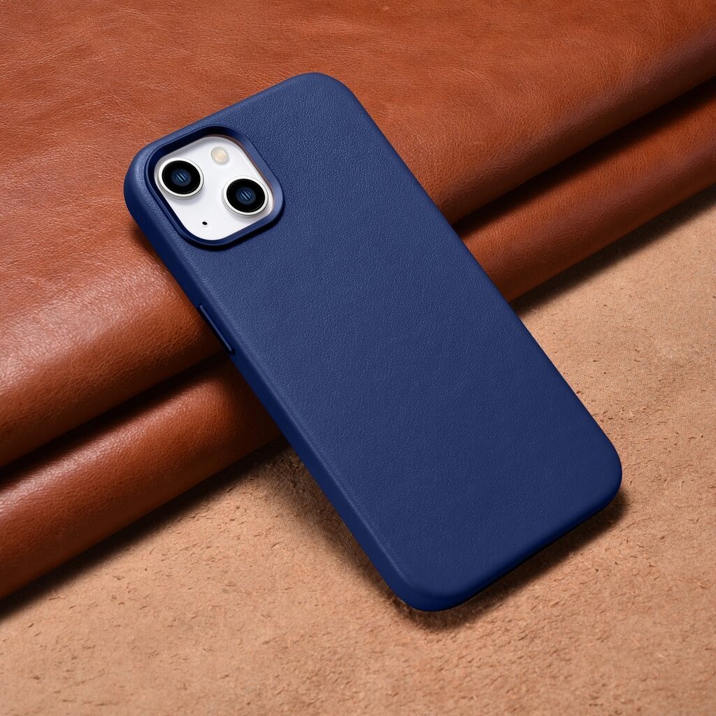 iCarer Leather iPhone 14 Plus blue (MagSafe compatible) hinta ja tiedot | Puhelimen kuoret ja kotelot | hobbyhall.fi