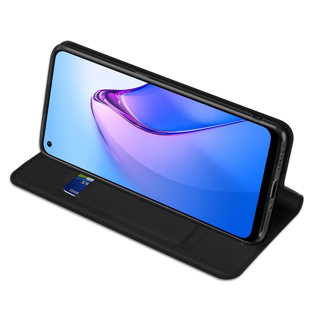 Dux Ducis Skin Pro Oppo Reno 8 flip card wallet stand Black hinta ja tiedot | Puhelimen kuoret ja kotelot | hobbyhall.fi