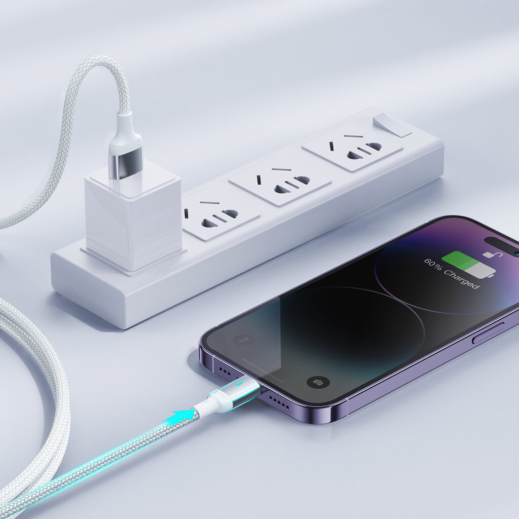 Kestävä iPhone-kaapeli USB-C - Lightning 20W 2m valkoinen hinta ja tiedot | Puhelinkaapelit | hobbyhall.fi