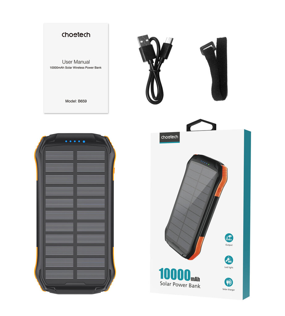 Choetech Solar B659 10000mAh hinta ja tiedot | Varavirtalähteet | hobbyhall.fi