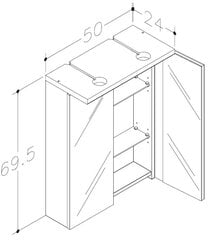 Peilikaappi Quadro / Pro 50 cm, valkoinen hinta ja tiedot | Kylpyhuonekaapit | hobbyhall.fi