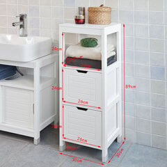 Erillinen kylpyhuonekaappi SoBuy FRG127-W, valkoinen hinta ja tiedot | Kylpyhuonekaapit | hobbyhall.fi