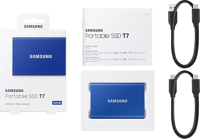 Samsung SSD T7 1TB, sininen (MU-PC1T0H/WW) hinta ja tiedot | Ulkoiset kovalevyt | hobbyhall.fi