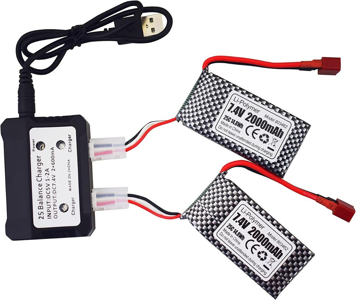 2 LiPo akkupakettia 7.4V 2000mAh hinta ja tiedot | Paristot | hobbyhall.fi