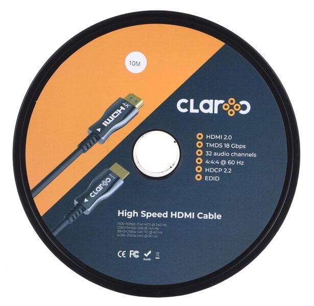 CLAROC HDMI CABLE FIBER OPTIC AOC 2.0, 4K, 10M